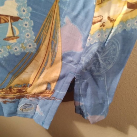 Bermuda Bay Silk Sailboat Beach Button Shirt XL - Picture 5 of 11